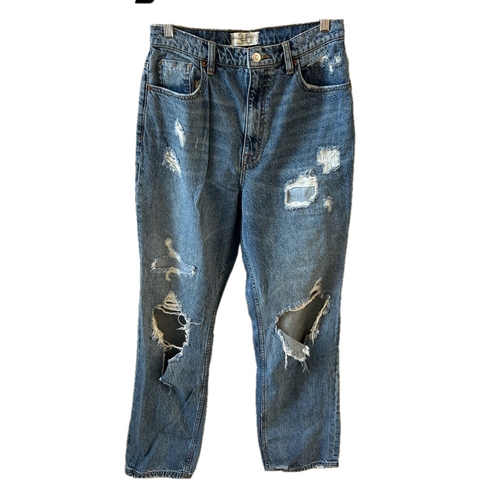 We The Free Free People FP CRVY Size 30 Blue Denim Jeans Distressed Ripped